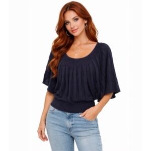 French Connection Draped Batwing Stardust Glitter Wool Blend Sweater Size M